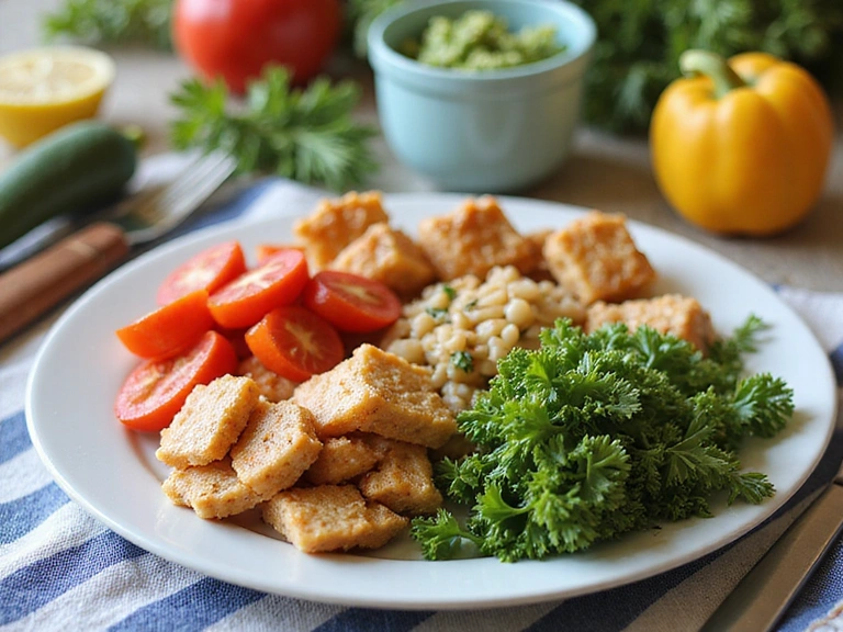 Teller mit gesundem und ausgewogenem Essen